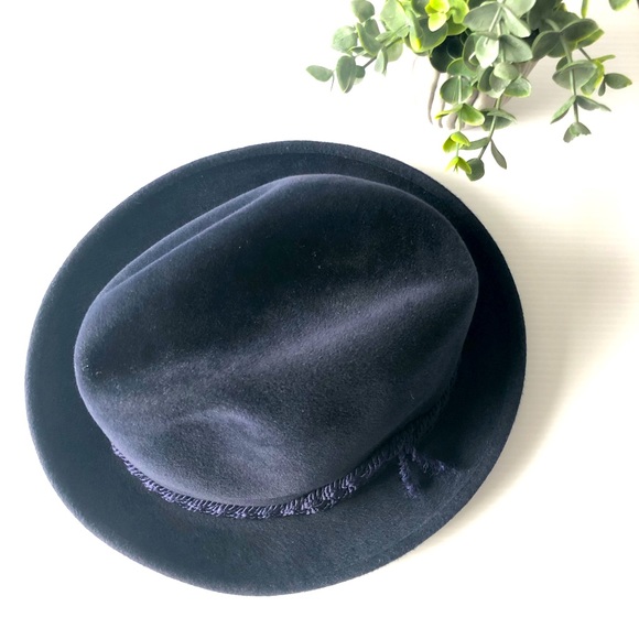 Vintage Stetson Fedora Braided Trim Navy